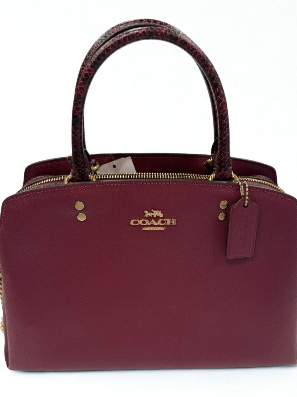 NWT Coach Lillie Carryall Leather Satchel Black Cherry Multi Gold Hardware